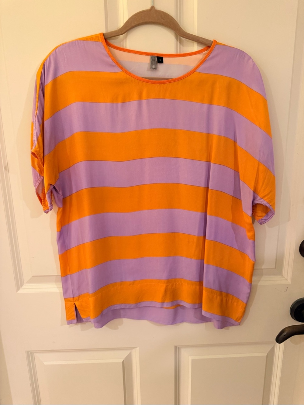 Elk Bold Orange and Lavender Striped Silk Tee